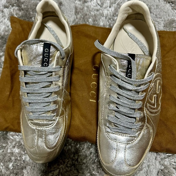 Gucci Women's Silver Sneakers - Picture 2 of 3